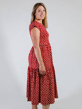 Load image into Gallery viewer, Micro Floral Red Tiered Jersey Dress
