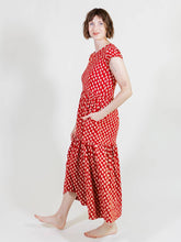 Load image into Gallery viewer, Micro Floral Red Tiered Jersey Dress
