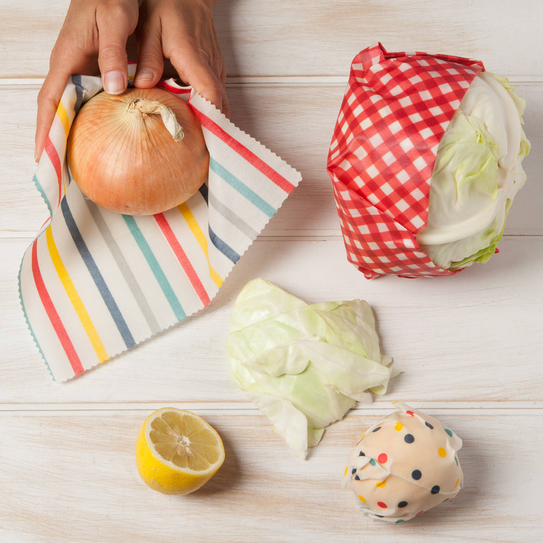 Gingham Dot and Stripe Beeswax Wrap Set