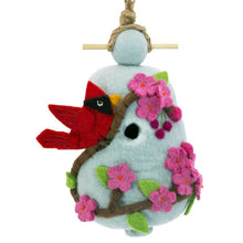 Load image into Gallery viewer, Cherry Cardinal Wool Birdhouse
