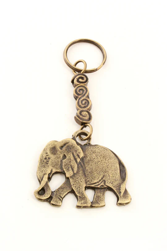 Brass Elephant Keychain