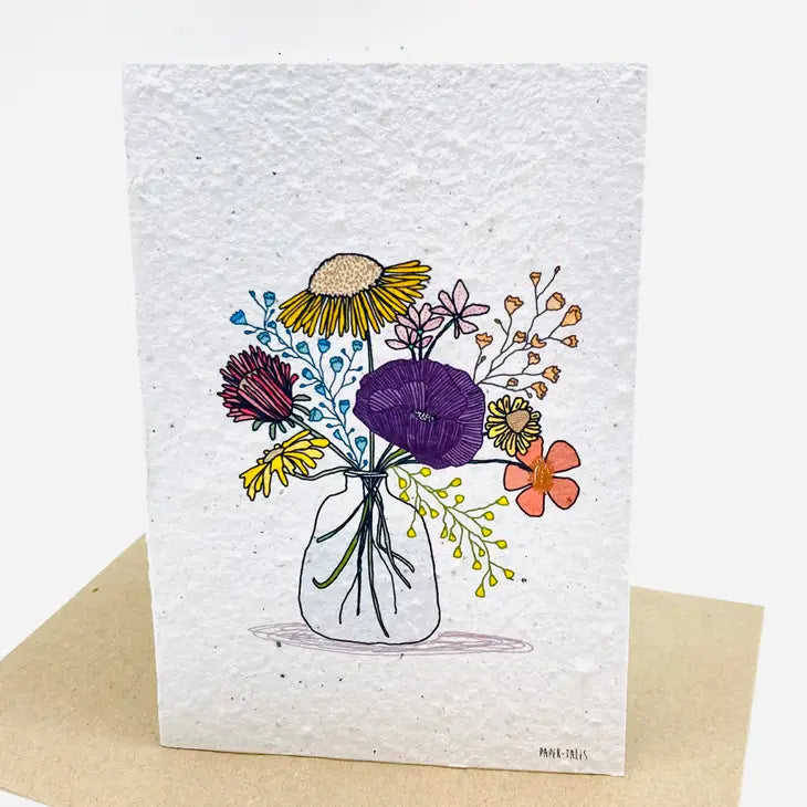 Vase of Flowers Growing Greeting Cards