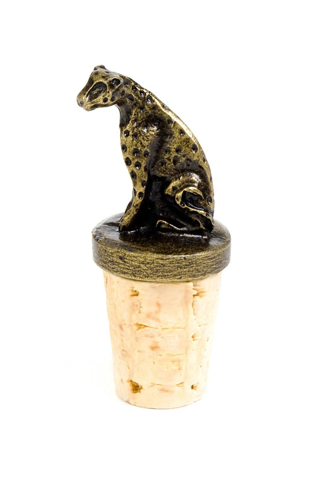 South African Brass Cheetah Wine Bottle Stopper