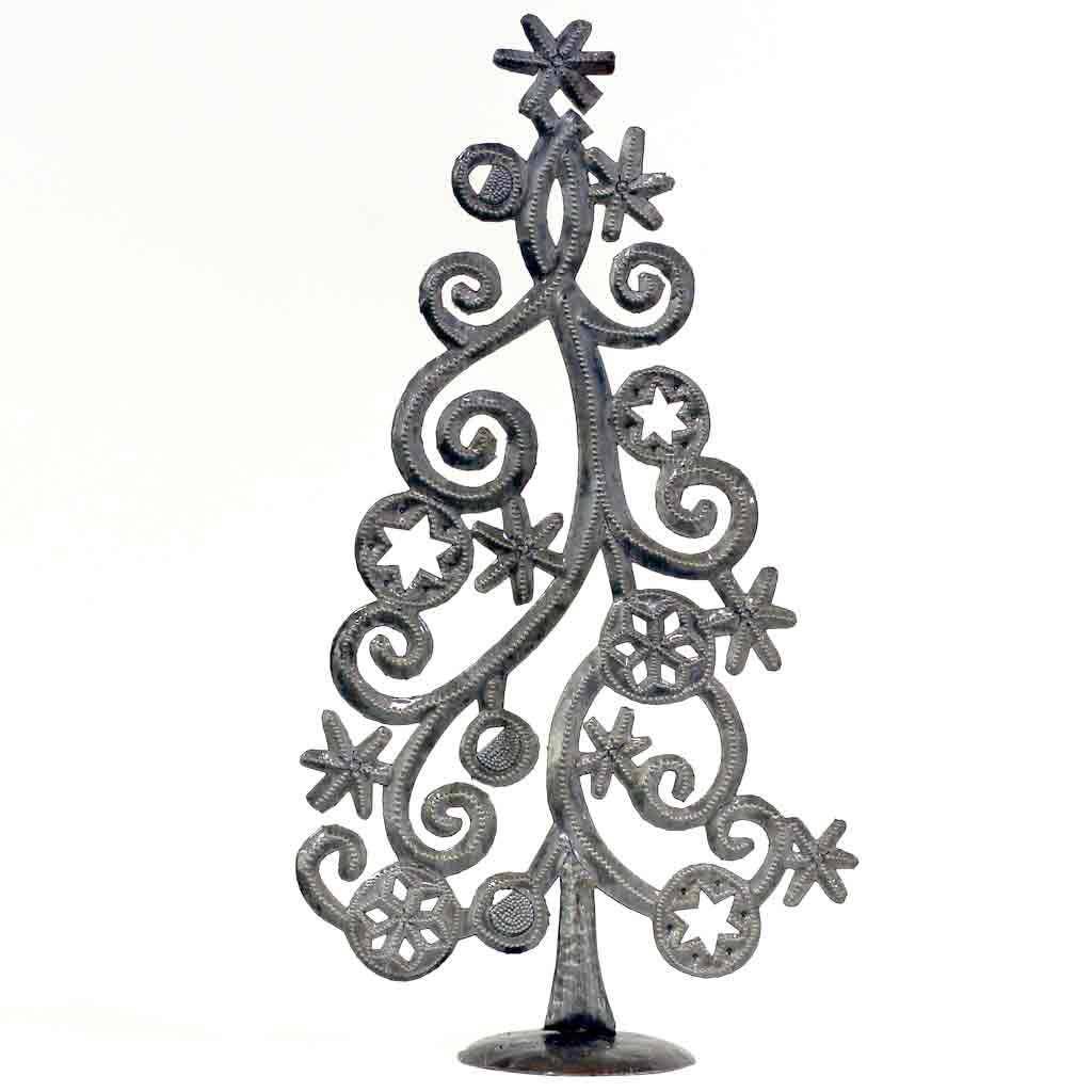 Christmas Tree With Stars and Snowflakes Metal Art