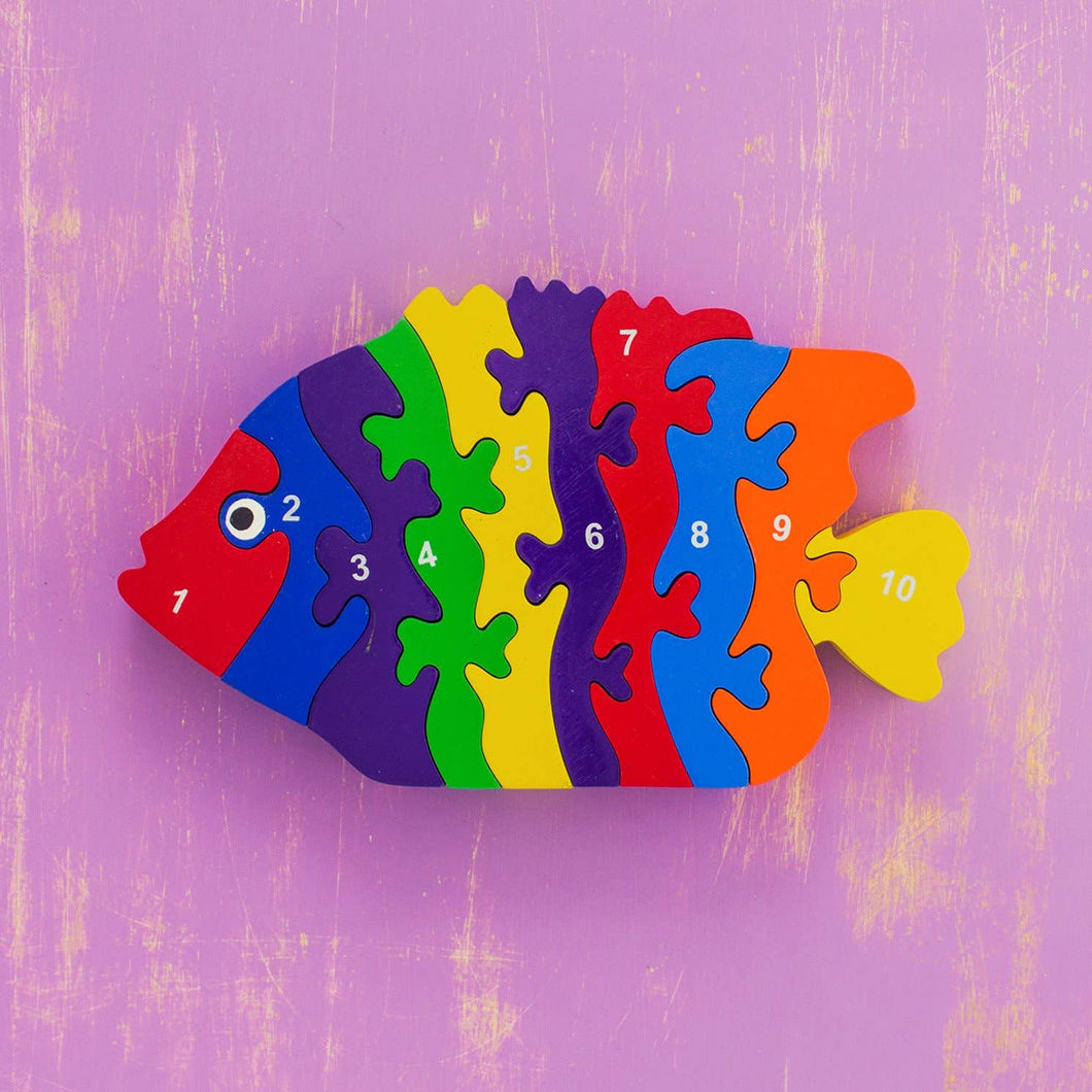 Wooden Tropical Fish Number Puzzle
