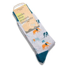 Load image into Gallery viewer, Socks That Protect Elephants - Orange &amp; Blue Edition
