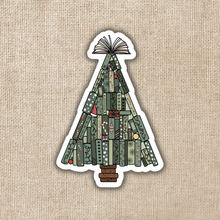 Load image into Gallery viewer, Book Christmas Tree Vinyl Sticker

