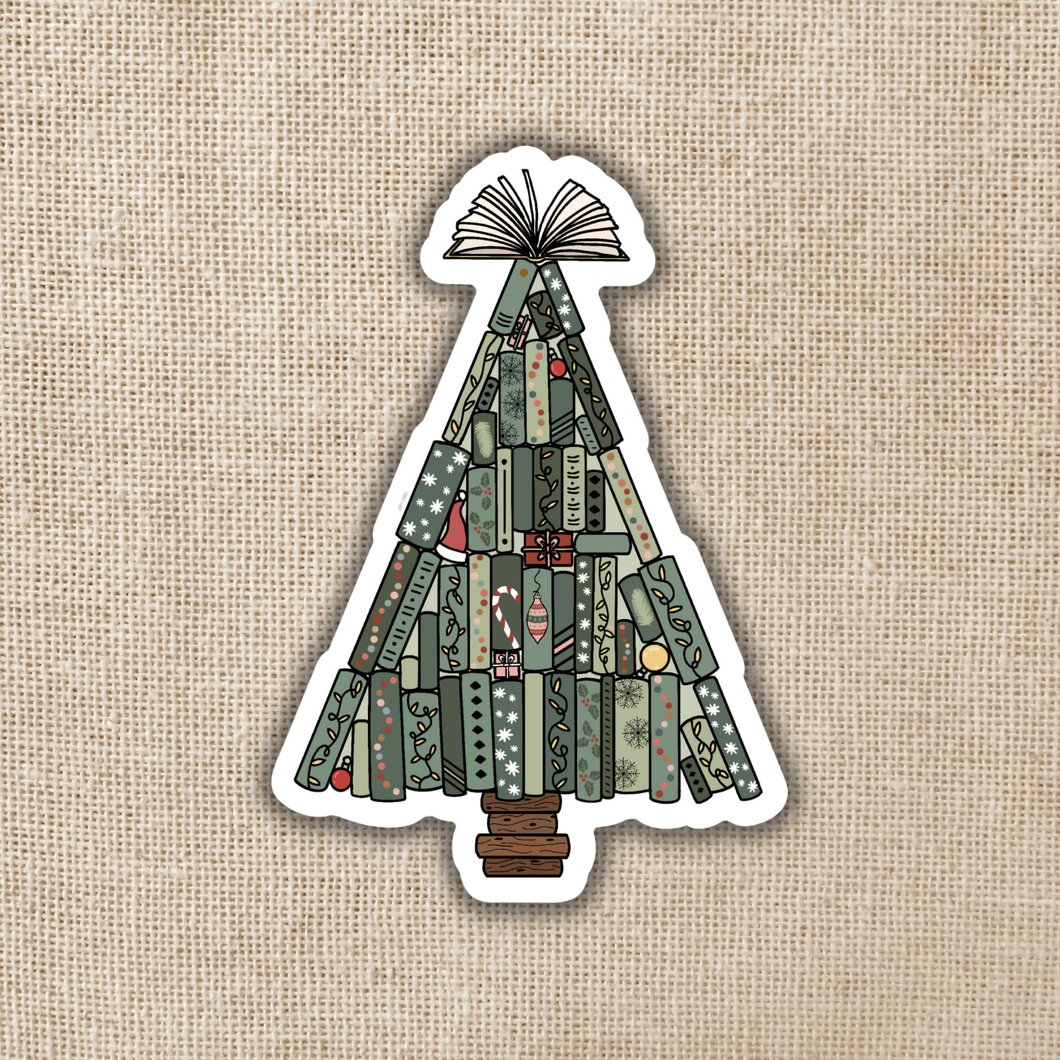 Book Christmas Tree Vinyl Sticker