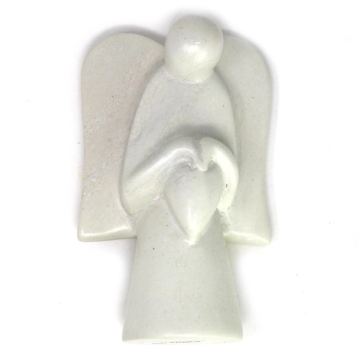 Natural Soapstone Angel Holding Heart