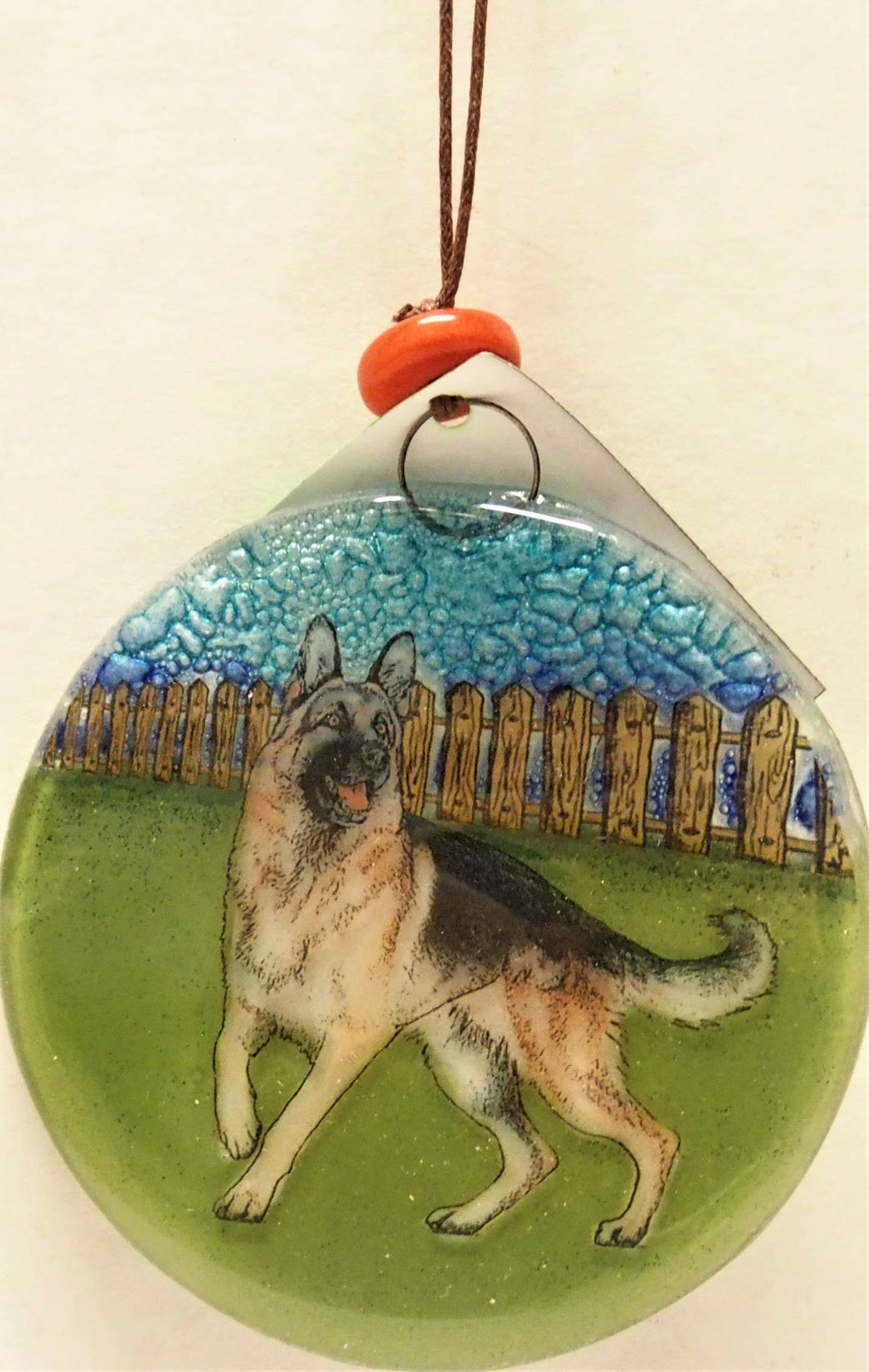 German Shephard Dog Glass Ornament