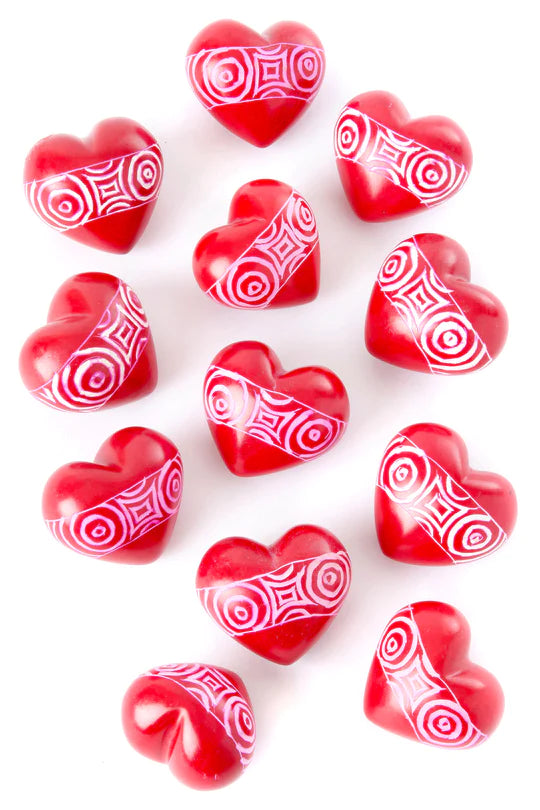 Cherry Red Swirl Soapstone Heart