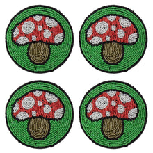 Load image into Gallery viewer, Bright Mushroom Glass Beaded Coasters, Set of 4
