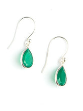 Load image into Gallery viewer, Raindrop Sterling &amp; Green Onyx Earrings

