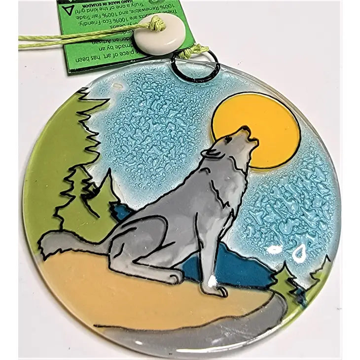 Wolf Recycled Glass Ornament / Sun Catcher