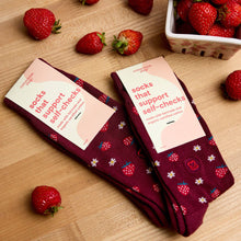 Load image into Gallery viewer, Socks that Support Self-Checks (Strawberries)
