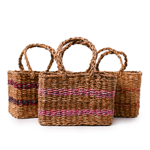 Load image into Gallery viewer, Recycled Sari Summer Basket: Pinks
