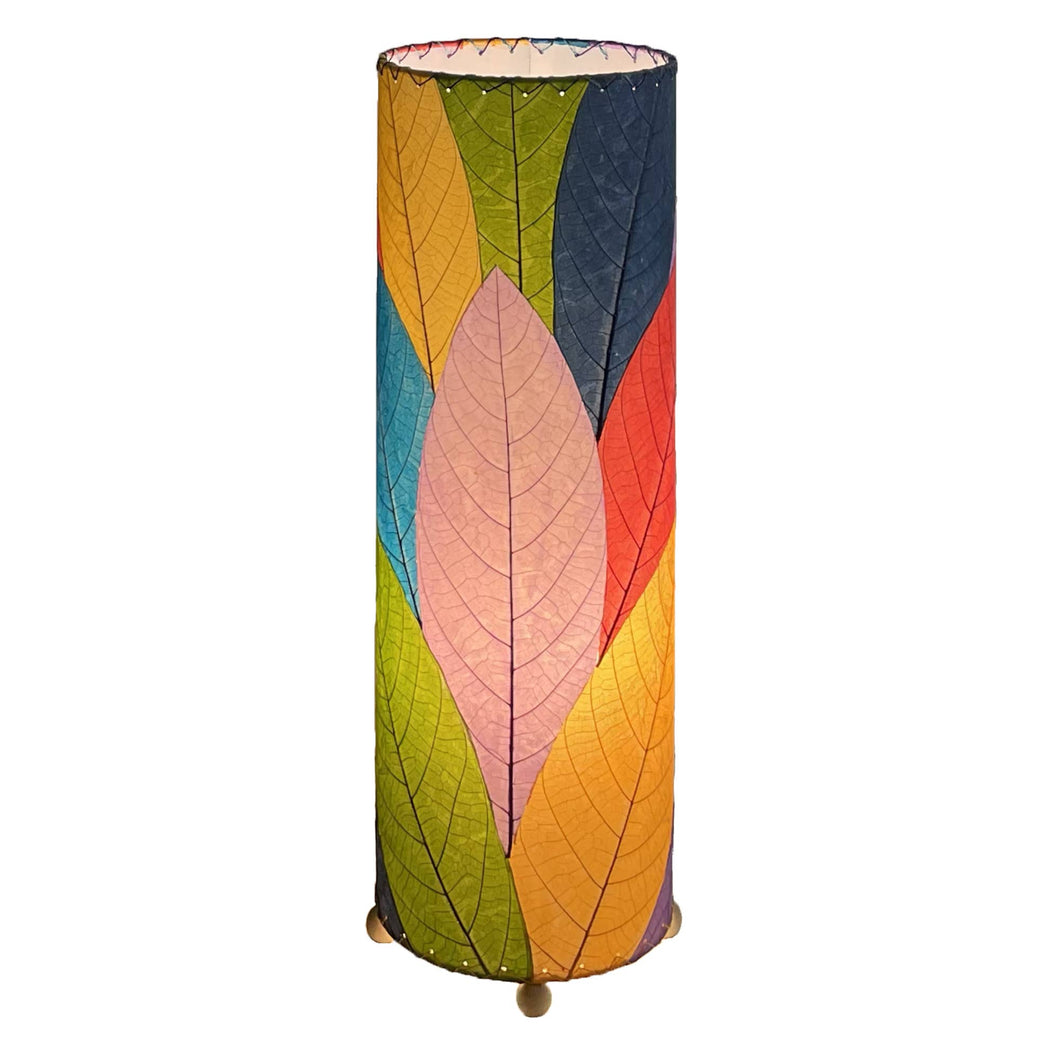 Multi Shade Cocoa Leaf Cylinder Table Lamp