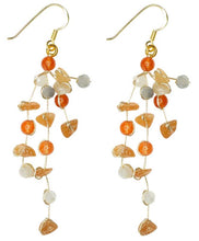 Load image into Gallery viewer, Sarah Tumbeled Earth  Multistrand Silk &amp; Stone Earrings
