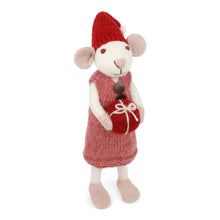 Load image into Gallery viewer, Big White Mouse Dusty Red Dress &amp; Present
