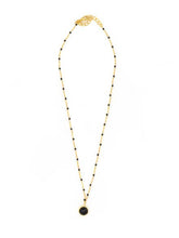 Load image into Gallery viewer, Black Beaded Gold Drop Necklace
