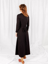 Load image into Gallery viewer, Katie Black Rib Maxi Wrap Dress
