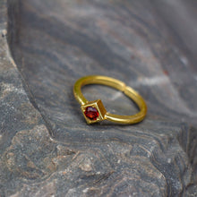 Load image into Gallery viewer, Garnet Brass Stackable Ring
