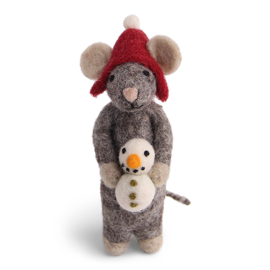 Grey Mouse w/Snowman