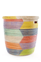 Load image into Gallery viewer, Rainbow Herringbone Lidded Storage Basket
