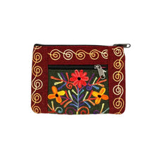 Load image into Gallery viewer, Embroidered Floral 2-Zip Accessory Purse
