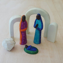 Load image into Gallery viewer, Tall Colorful Soapstone Nativity 3 piece
