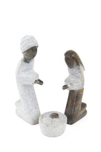 Load image into Gallery viewer, Serpentine Stone Kneeling Holy Family Nativity Scene
