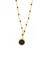 Load image into Gallery viewer, Black Beaded Gold Drop Necklace
