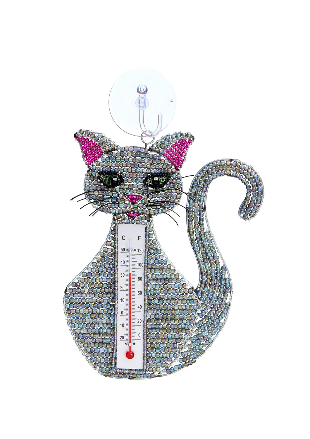 Beaded Cat Window Thermometer