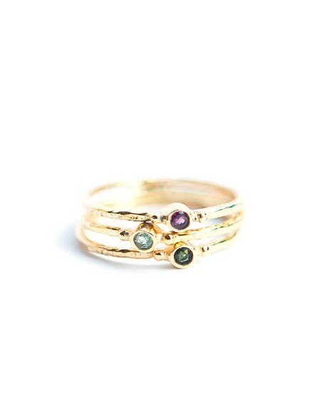 Tiny Stone Gold Stacking Ring Set