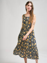 Load image into Gallery viewer, Thais Tiered Sleeveless Dress Navy Botanical
