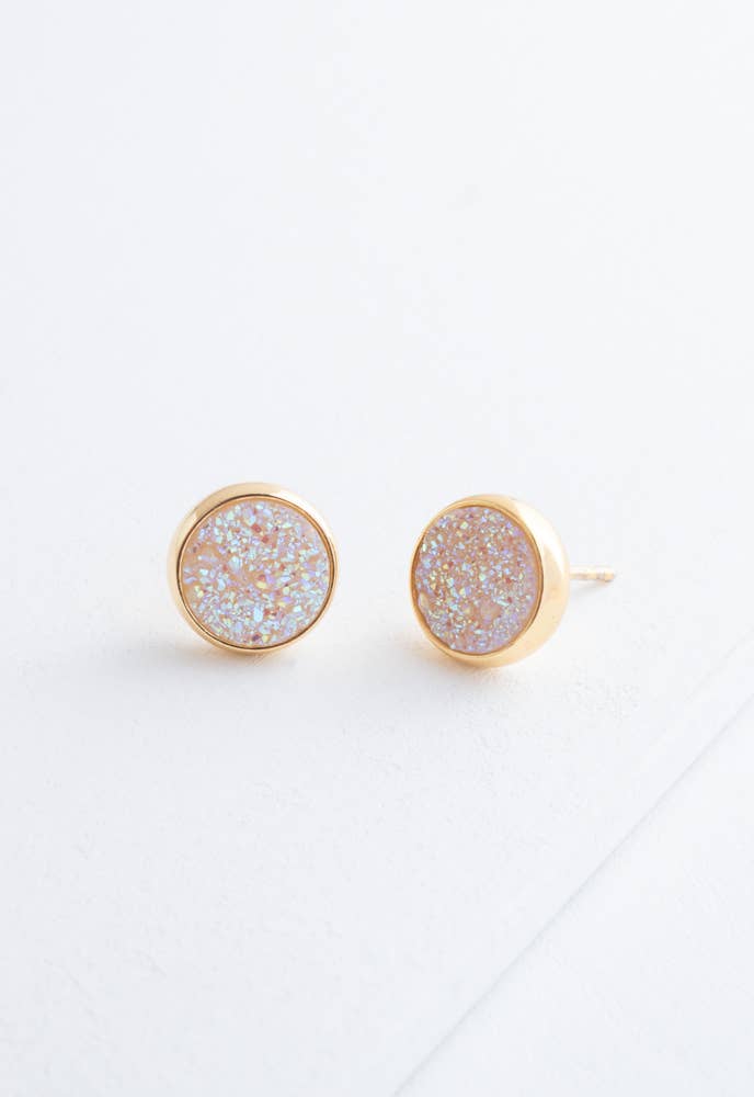 Brittany White Agate Stud Earrings