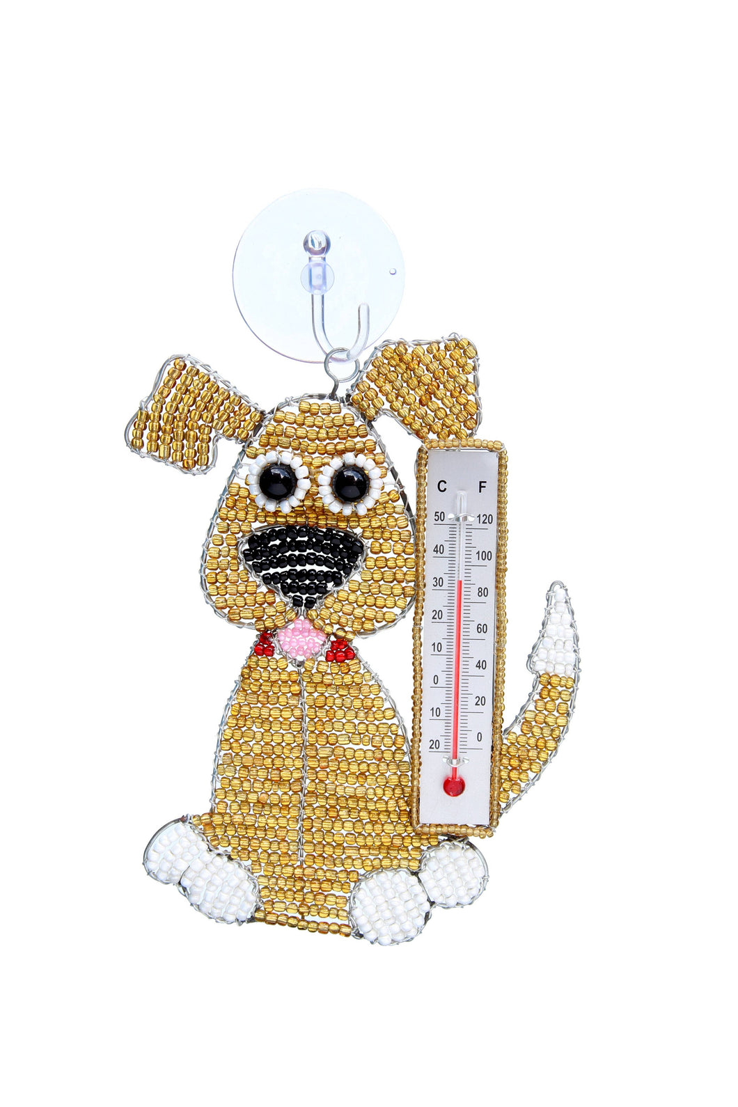 Beaded Dog Window Thermometer