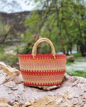 Load image into Gallery viewer, Accra Sunset Patterned Grass Tote
