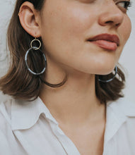 Load image into Gallery viewer, Kaia Double Hoop Earrings - Blue Thread Wrapped
