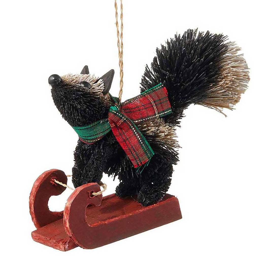 Sledding Buri Skunk Ornament