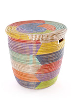 Load image into Gallery viewer, Rainbow Herringbone Lidded Storage Basket
