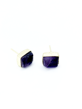 Load image into Gallery viewer, Uncut Amethyst Rectangle Studs
