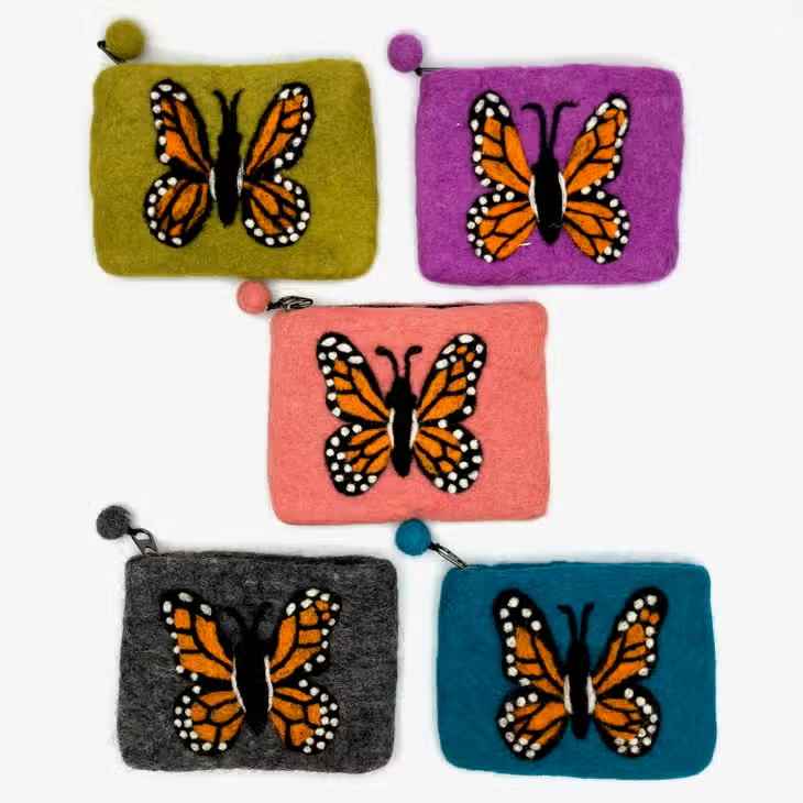 Monarch Butterfly Felt Coin Purse