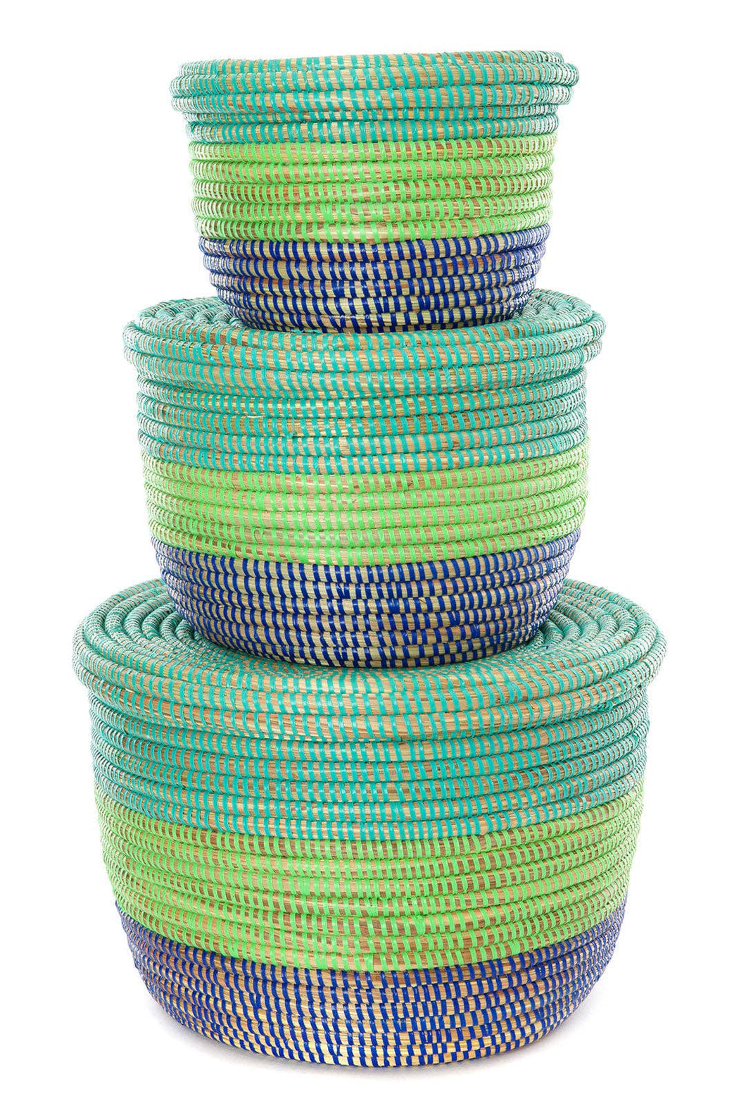 Aqua,  Blue and Green Storage Baskets