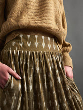 Load image into Gallery viewer, Mila Olive Ikat Midi Skirt
