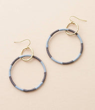 Load image into Gallery viewer, Kaia Double Hoop Earrings - Blue Thread Wrapped
