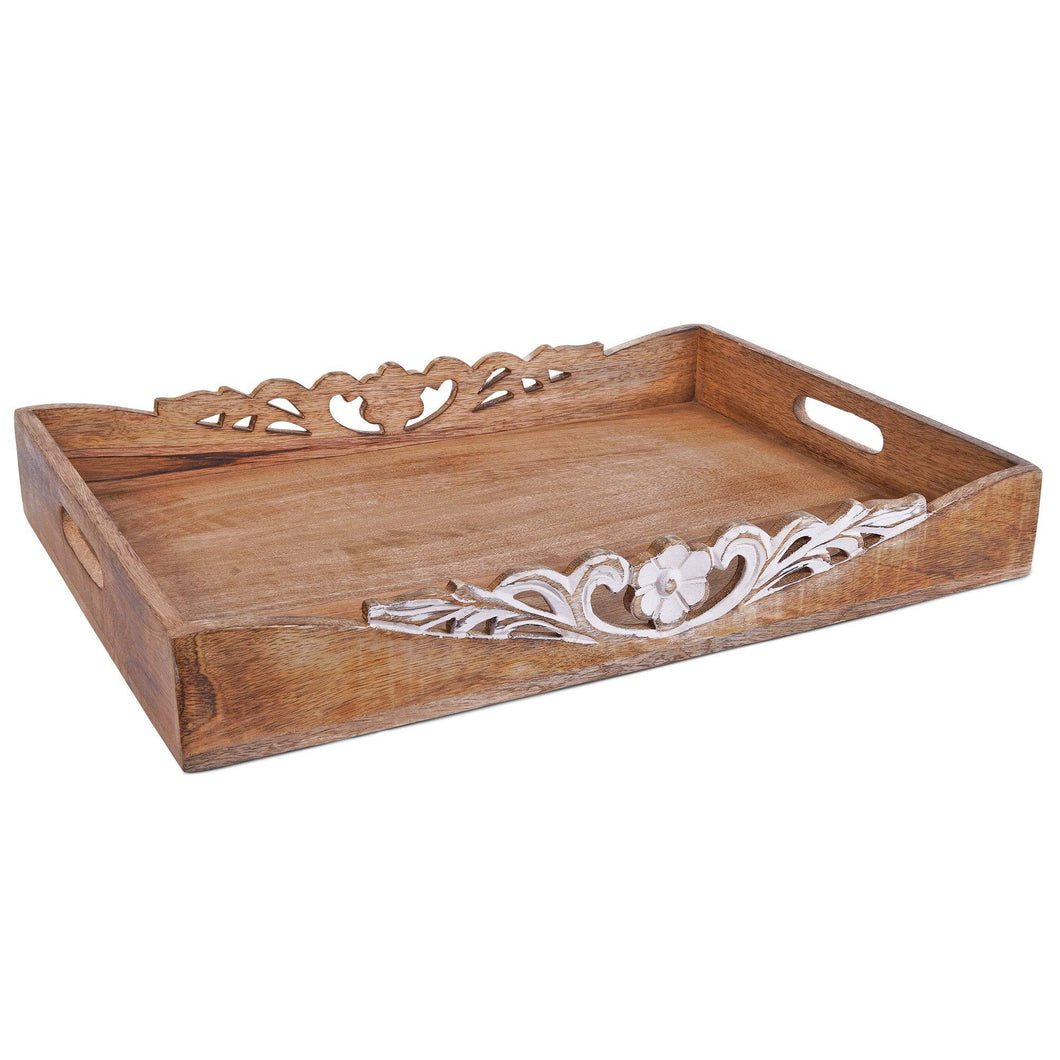 Orchid Burnt Wood & White Table Tray