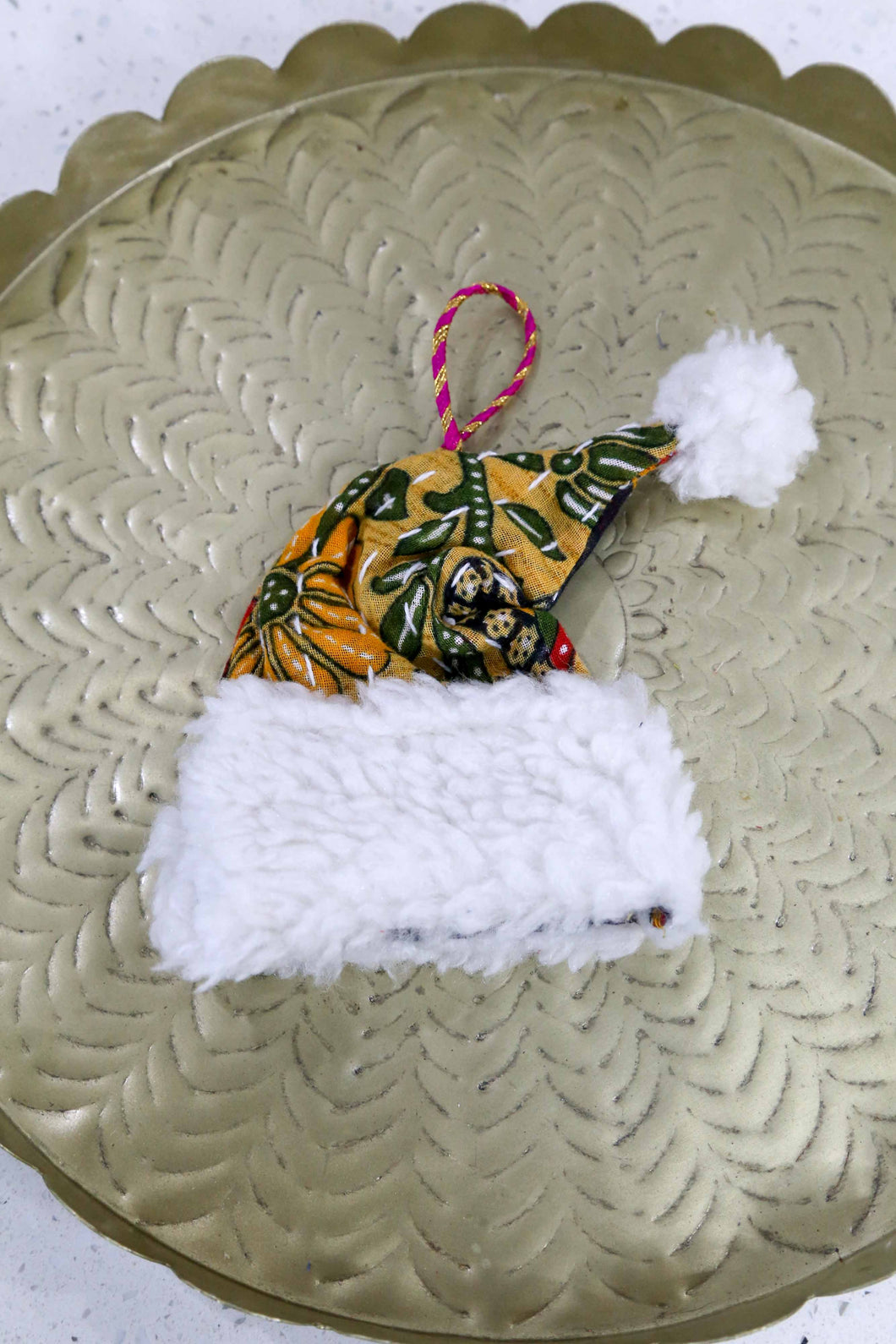 Kantha Santa Hat Ornament