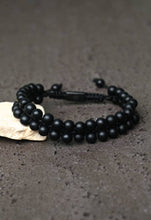 Load image into Gallery viewer, Helix Matte Black Agate Rope Beaded Bracelet
