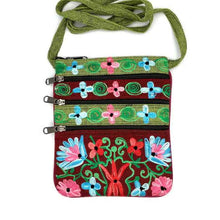 Load image into Gallery viewer, Embroidered Floral 5-Zip Crossbody Bag
